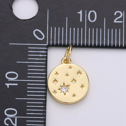 24k Gold Filled Micro Pave CZ Star Pendant Charm, Cubic Galaxy Micro Pave CZ Pendant Charm, Gold Filled Pendant, For Celestial Jewelry D-394