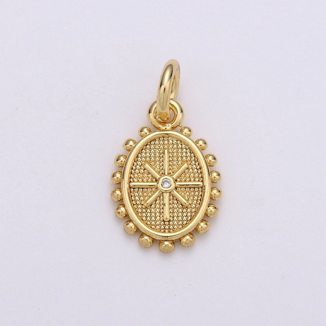 24k Gold Filled Micro Pave CZ Star Pendant Charm, Dainty Oval Pendant Charm, Gold Filled Pendant, For DIY Jewelry D-434