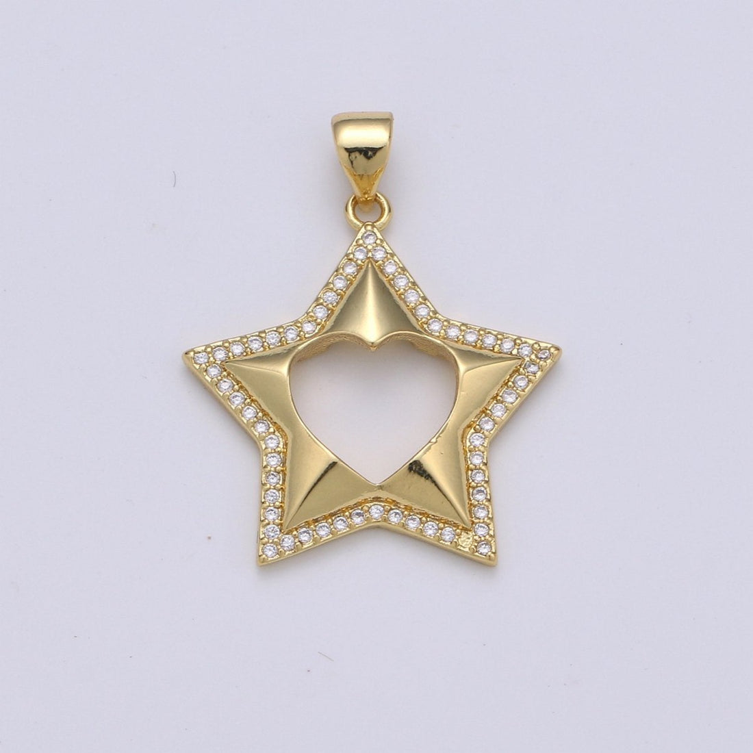 24k Gold Filled Micro Pave CZ Star Pendant Charm, Five Star Pendant Charm, Gold Filled Celestial Pendant, For DIY Jewelry Making I-727