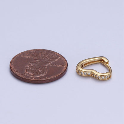 24K Gold Filled Micro Pave Heart Love Huggie Hoop Earrings Jewelry Gift For Valentine | T-027 AD-492