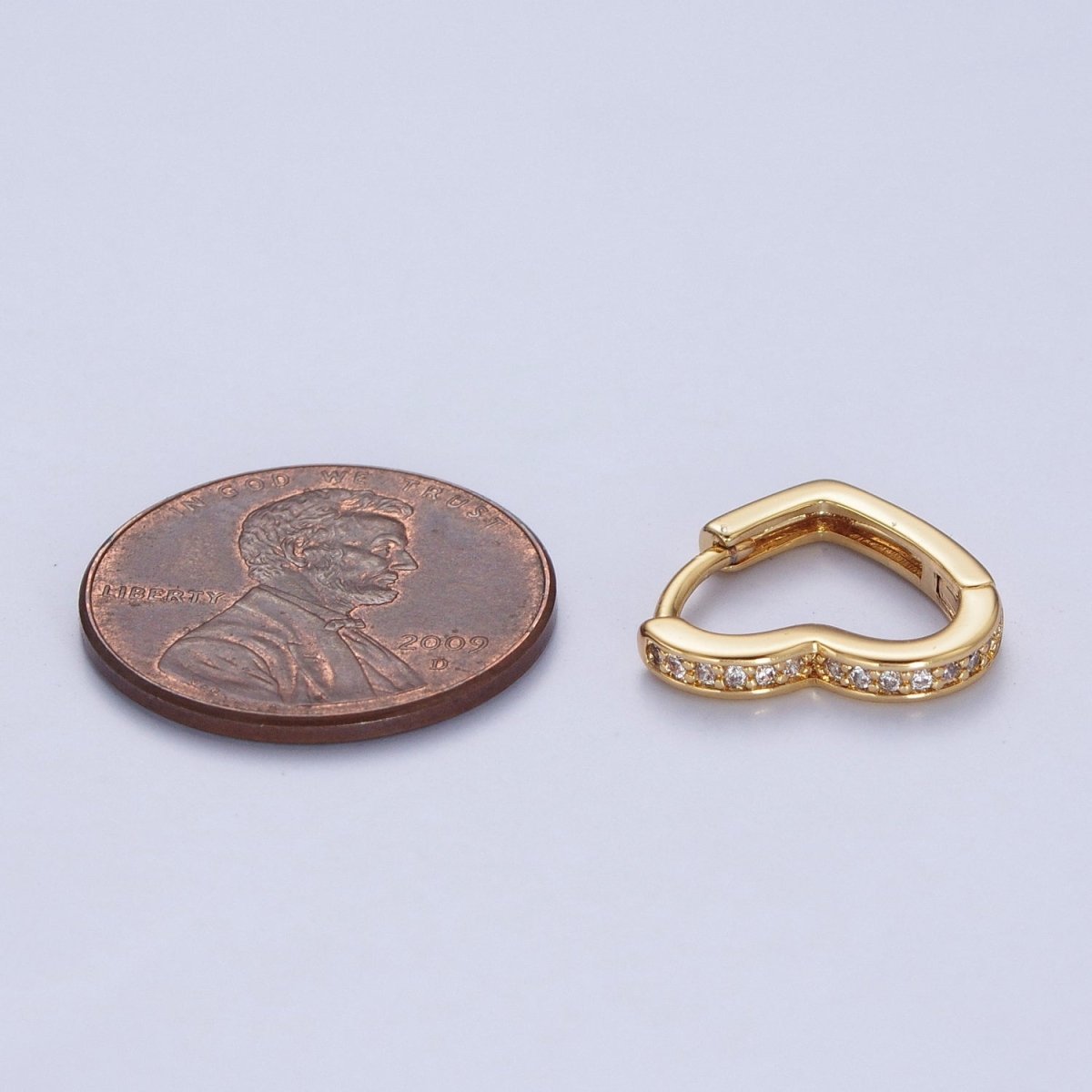 24K Gold Filled Micro Pave Heart Love Huggie Hoop Earrings Jewelry Gift For Valentine | T-027 AD-492