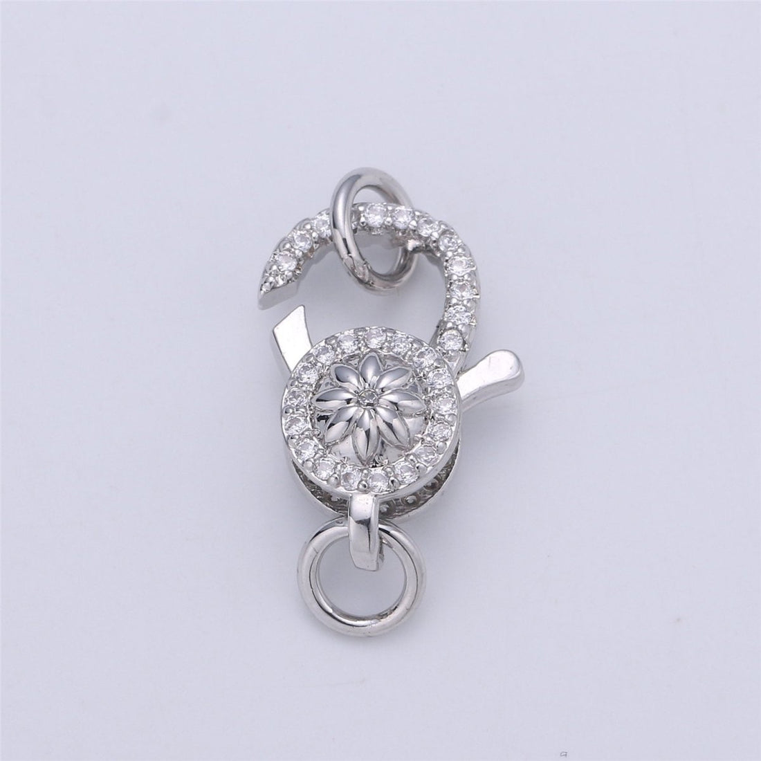24k Gold Filled Micro Pave Lobster Clasp with Star Flower size 24mm K-351