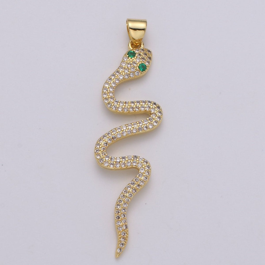 24k Gold Filled Micro Pave Snake Charm, Cubic Zirconia Serpent Pendant Charm, Gold Filled Charm, Snake Pendant For DIY Jewelry I-807