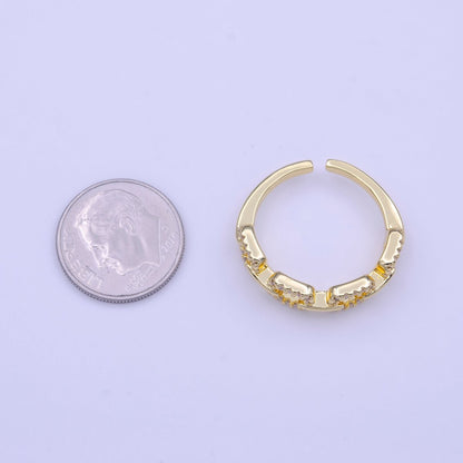 24K Gold Filled Micro Paved Cable Link Chain Adjustable Ring | O-126