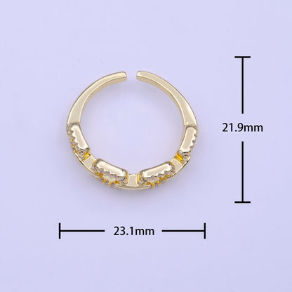 24K Gold Filled Micro Paved Cable Link Chain Adjustable Ring | O-126