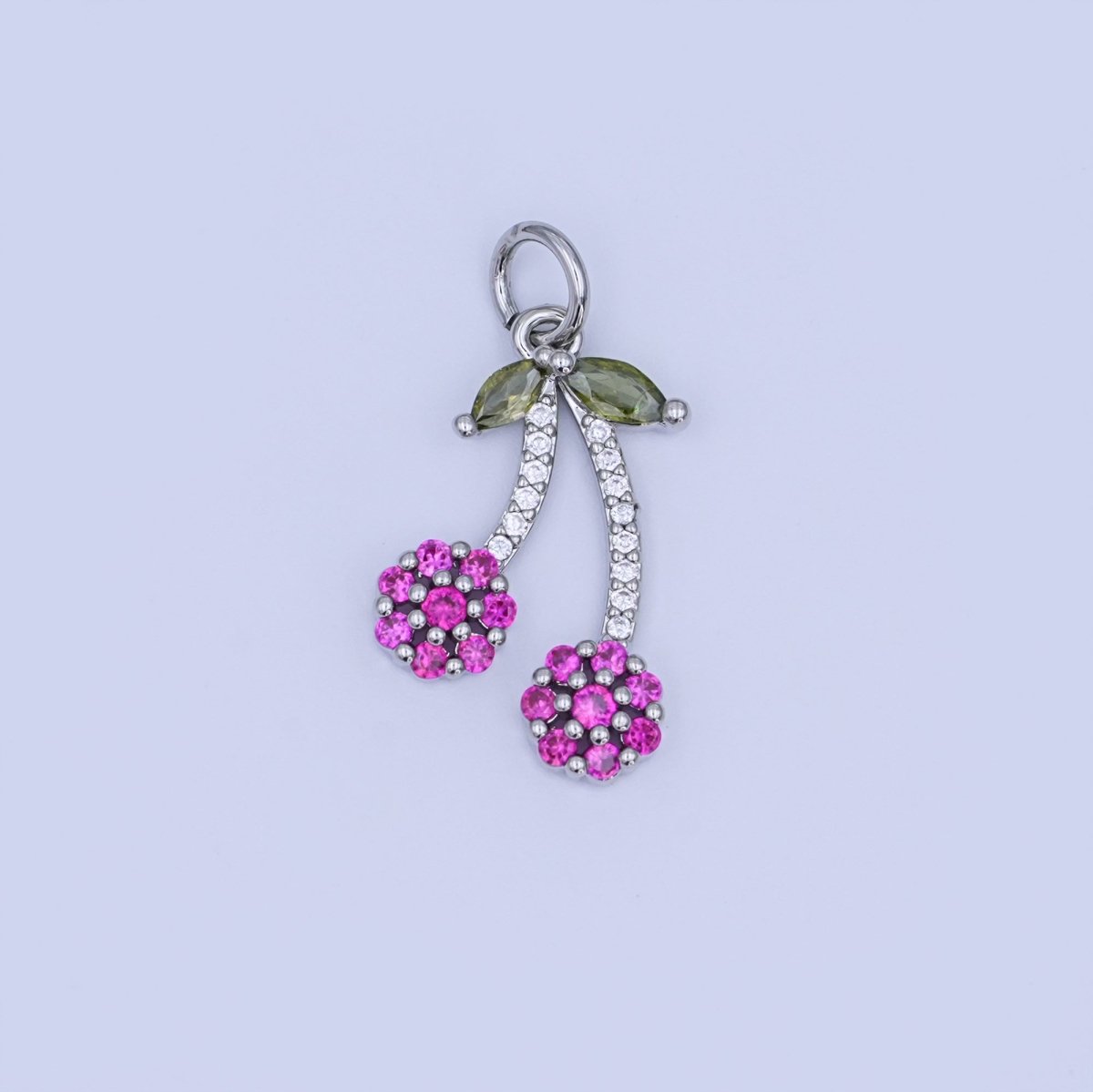 24K Gold Filled Micro Paved Cherry Fruit Charm in Gold &amp; Silver | X113