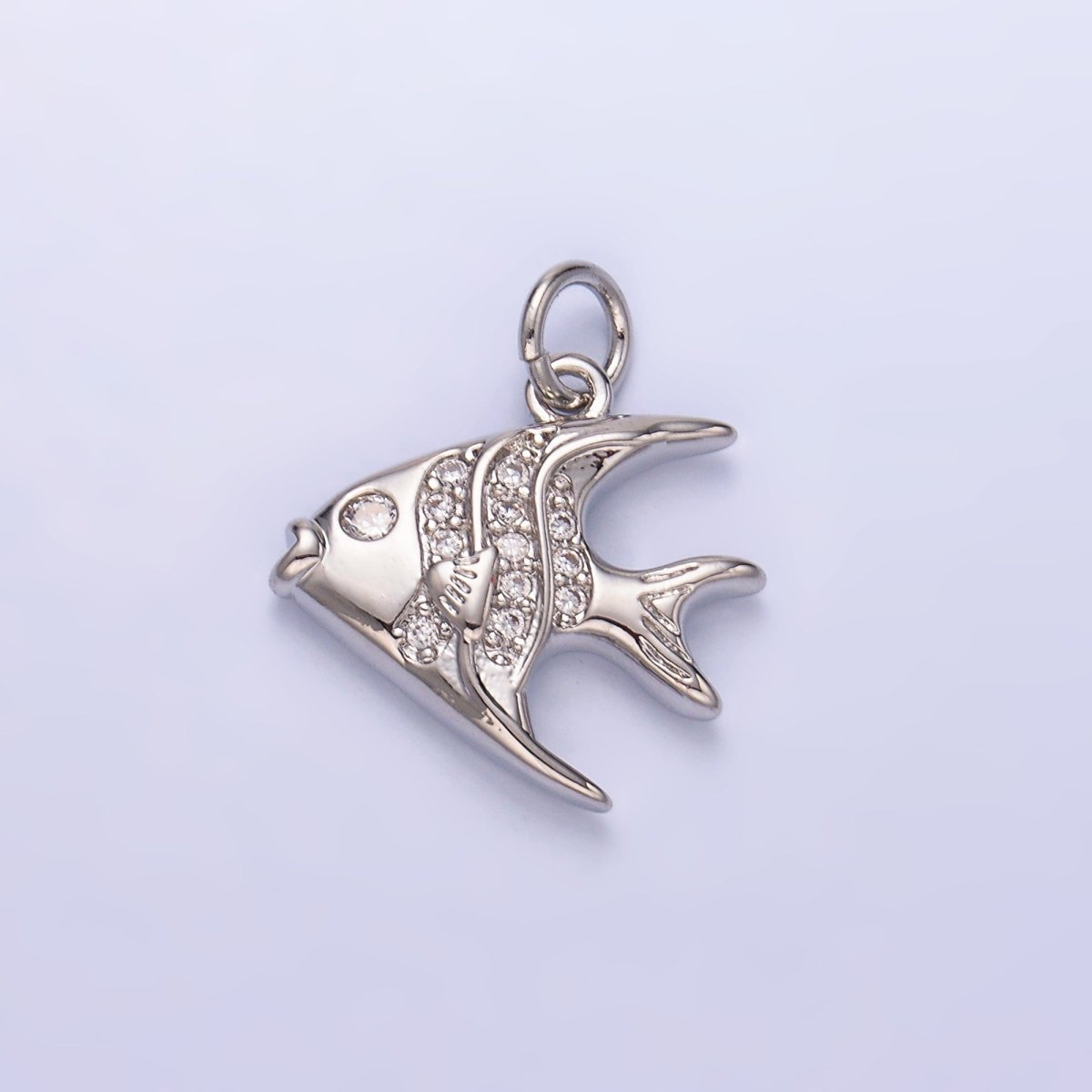 24K Gold Filled Micro Paved CZ Angel Fish Charm in Gold &amp; Silver | W442