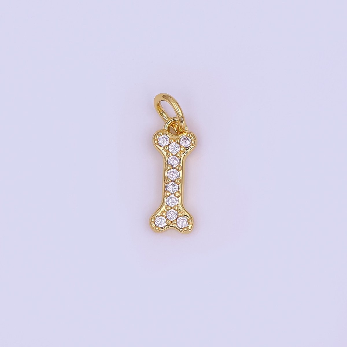 24K Gold Filled Micro Paved CZ Animal Dog Bone Charm in Gold &amp; Silver | N978