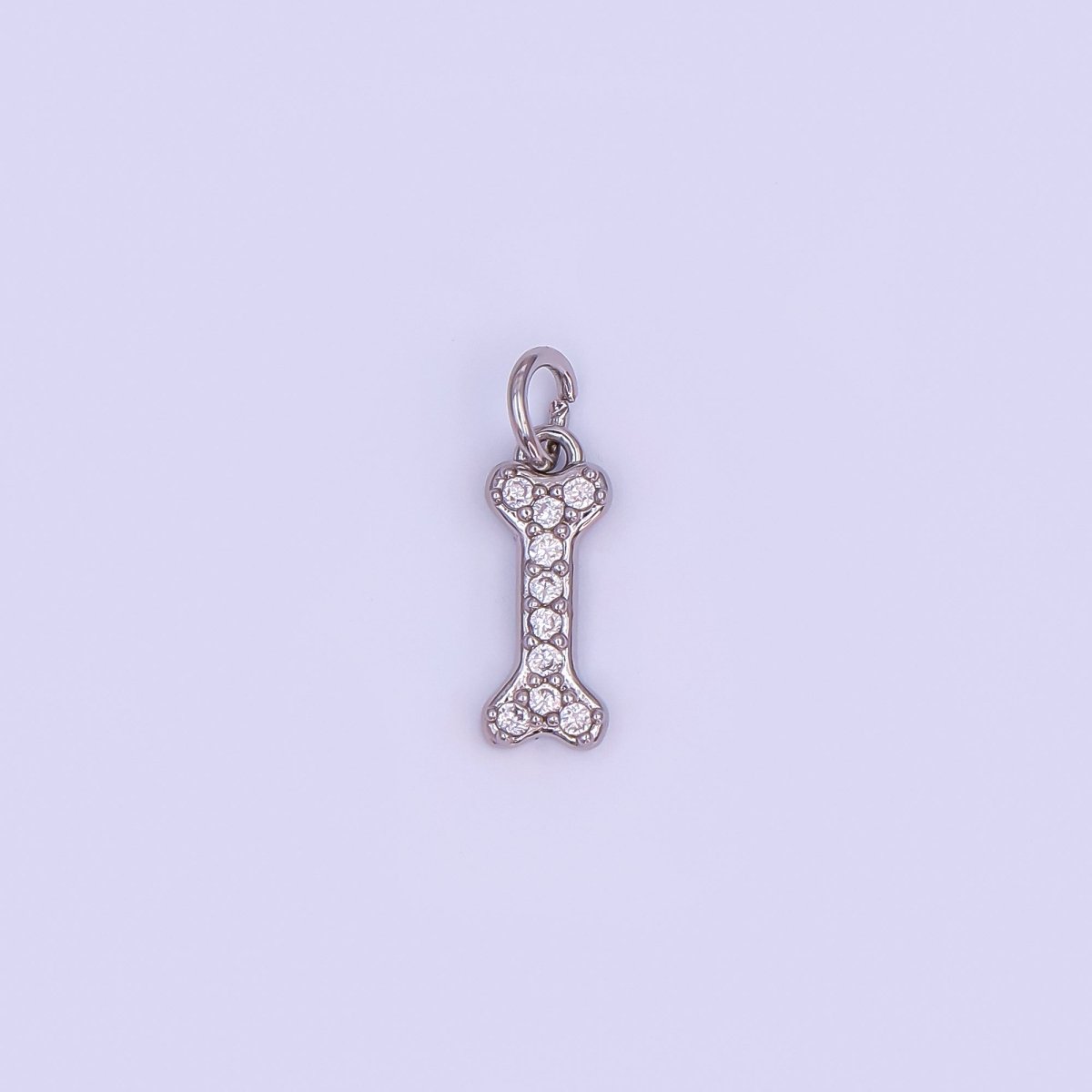 24K Gold Filled Micro Paved CZ Animal Dog Bone Charm in Gold &amp; Silver | N978