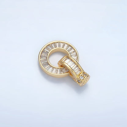 24K Gold Filled Micro Paved CZ Baguette Circular Snap Latch Closure Findings Set | Z874
