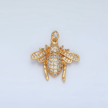 24K Gold Filled Micro Paved CZ Bumble Bee Insect Charm | AG907