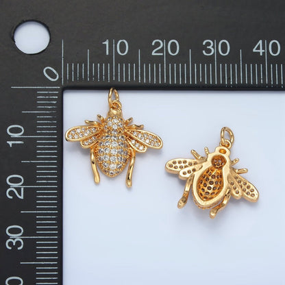 24K Gold Filled Micro Paved CZ Bumble Bee Insect Charm | AG907