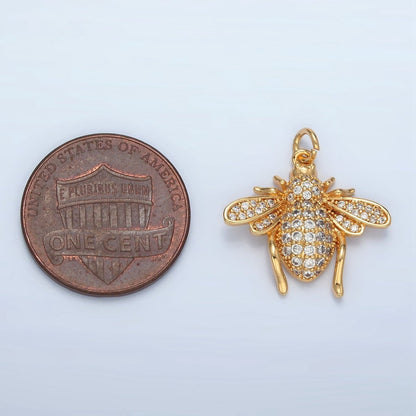 24K Gold Filled Micro Paved CZ Bumble Bee Insect Charm | AG907