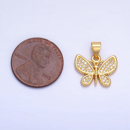 24K Gold Filled Micro Paved CZ Butterfly Insect Pendant | AA1003