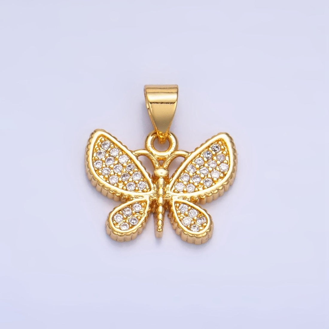 24K Gold Filled Micro Paved CZ Butterfly Insect Pendant | AA1003