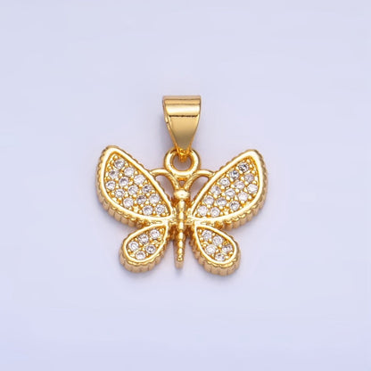 24K Gold Filled Micro Paved CZ Butterfly Insect Pendant | AA1003