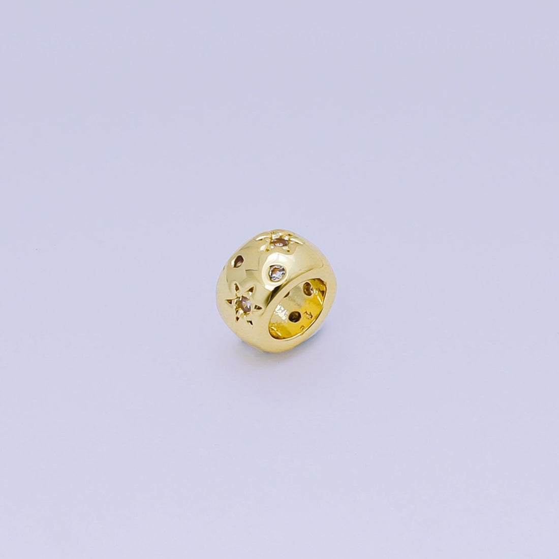 24K Gold Filled Micro Paved CZ Celestial Star Bead Spacer | B-038