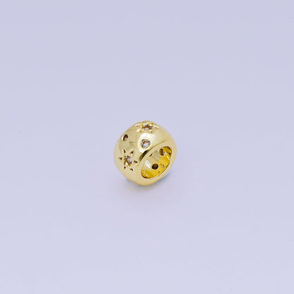 24K Gold Filled Micro Paved CZ Celestial Star Bead Spacer | B-038