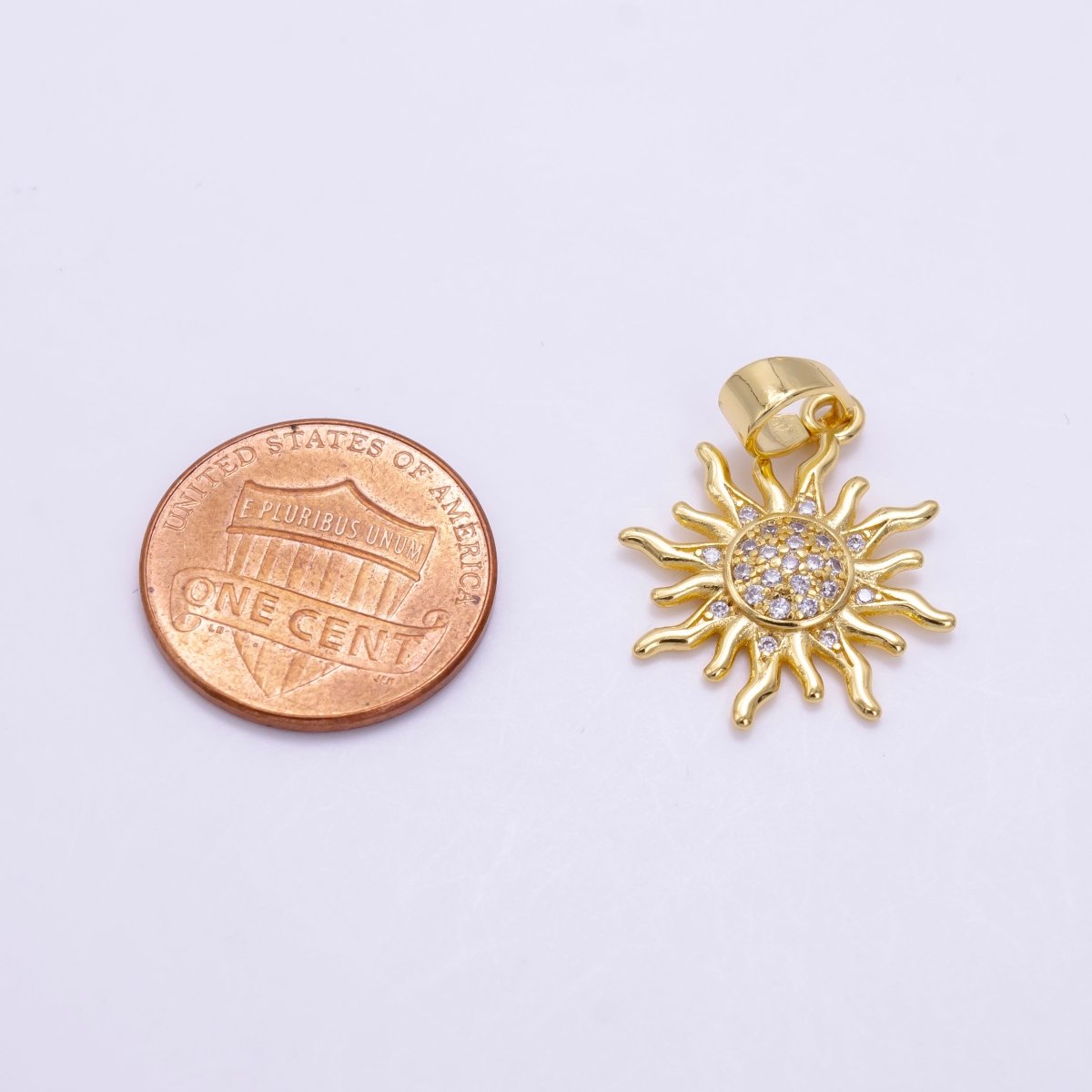 24K Gold Filled Micro Paved CZ Celestial Sun Pendant in Gold &amp; Rose Gold | H-539