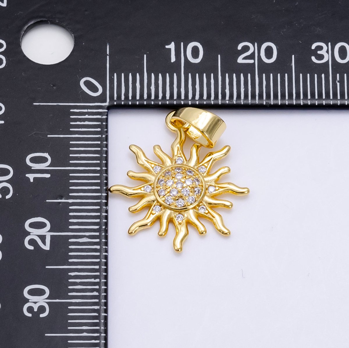 24K Gold Filled Micro Paved CZ Celestial Sun Pendant in Gold &amp; Rose Gold | H-539