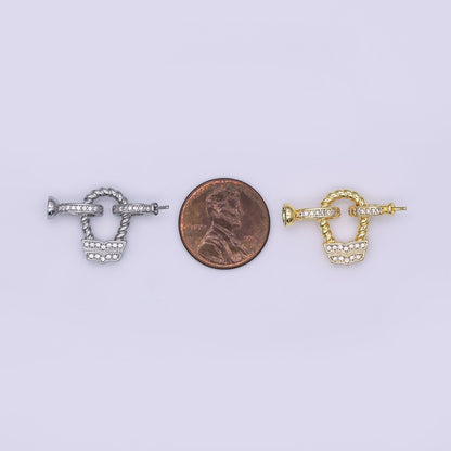 24K Gold Filled Micro Paved CZ Croissant Needle Bead Clasps Closure Findings Set in Gold &amp; Silver | Z1265