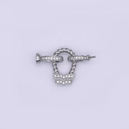 24K Gold Filled Micro Paved CZ Croissant Needle Bead Clasps Closure Findings Set in Gold &amp; Silver | Z1265