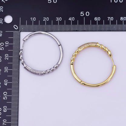 24K Gold Filled Micro Paved CZ Curb Link Hoop Earrings in Gold &amp; Silver | AI545 AI546