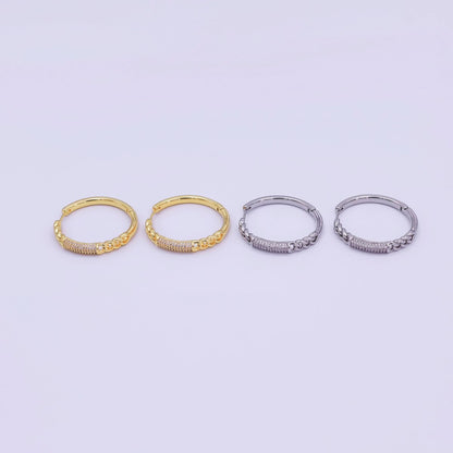 24K Gold Filled Micro Paved CZ Curb Link Hoop Earrings in Gold &amp; Silver | AI545 AI546