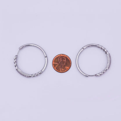 24K Gold Filled Micro Paved CZ Curb Link Hoop Earrings in Gold &amp; Silver | AI545 AI546