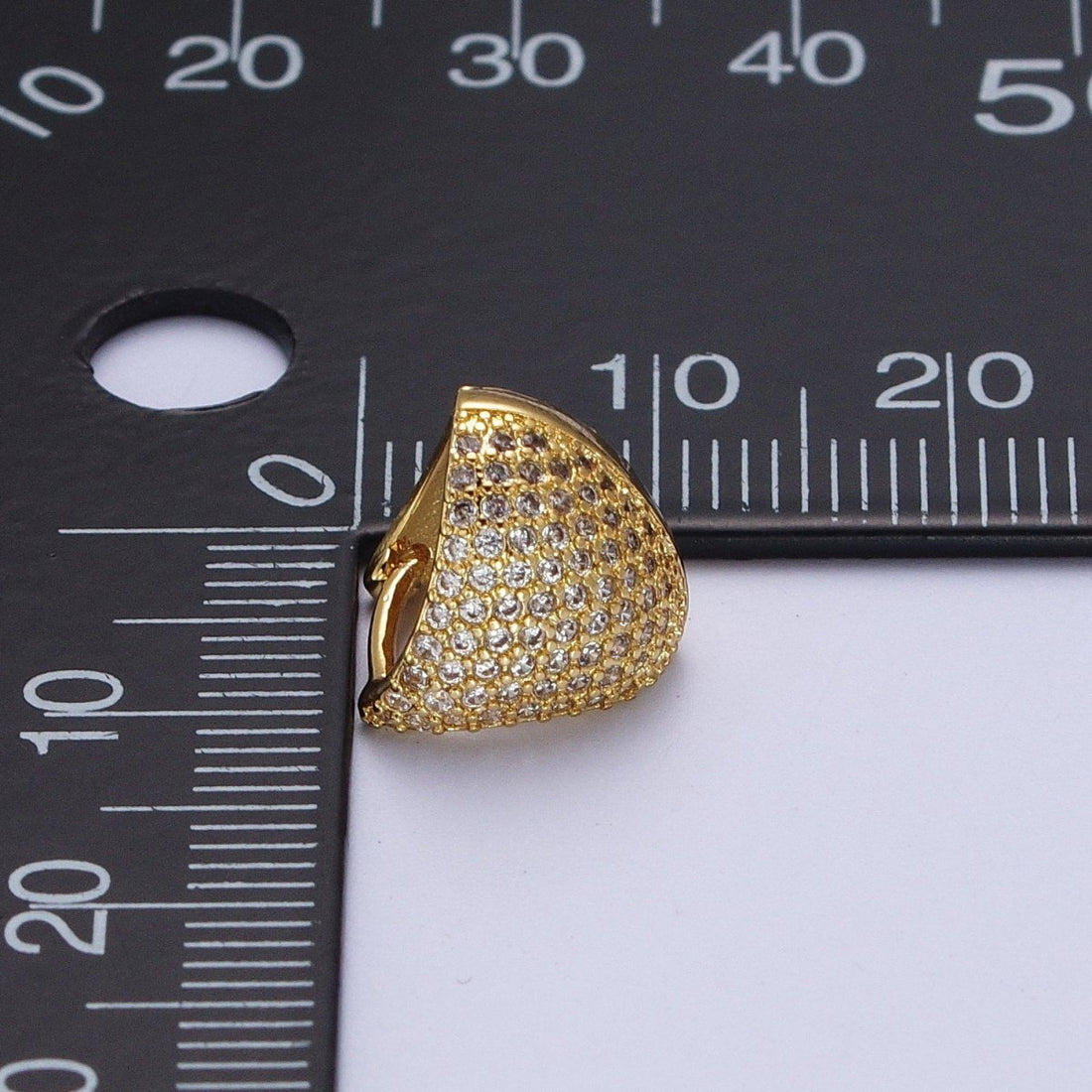 24K Gold Filled Micro Paved CZ Dome Triangle Huggie Earrings in Gold &amp; Silver | AD-279
