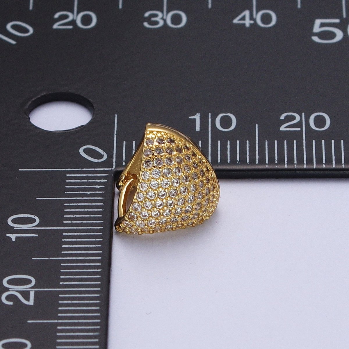 24K Gold Filled Micro Paved CZ Dome Triangle Huggie Earrings in Gold &amp; Silver | AD-279
