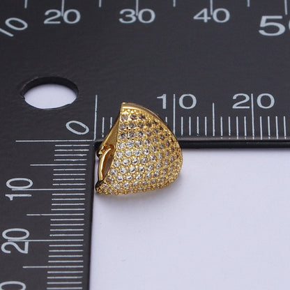 24K Gold Filled Micro Paved CZ Dome Triangle Huggie Earrings in Gold &amp; Silver | AD-279