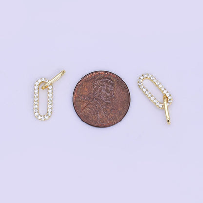 24K Gold Filled Micro Paved CZ Double Paperclip Link Connector Finding | Z1120