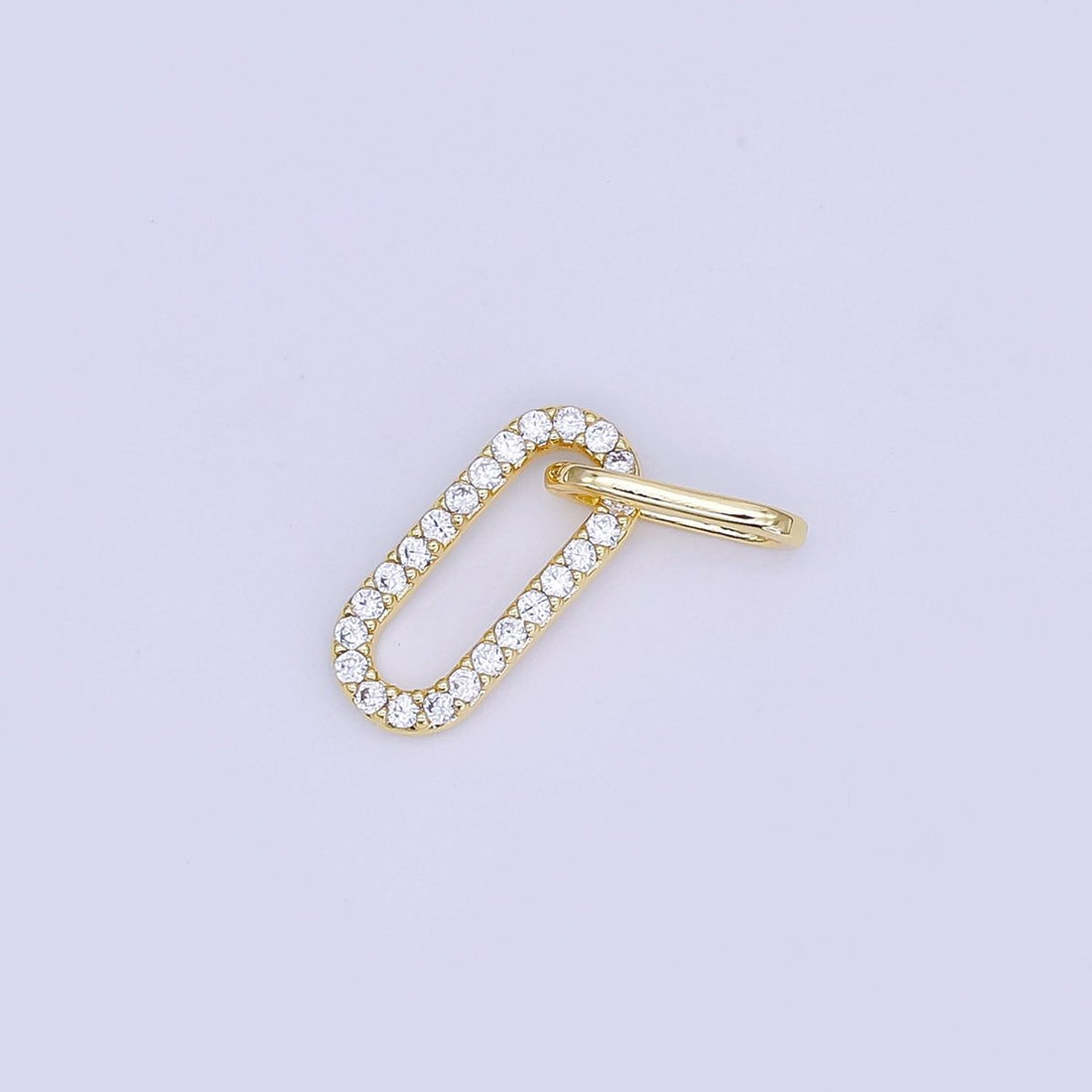 24K Gold Filled Micro Paved CZ Double Paperclip Link Connector Finding | Z1120