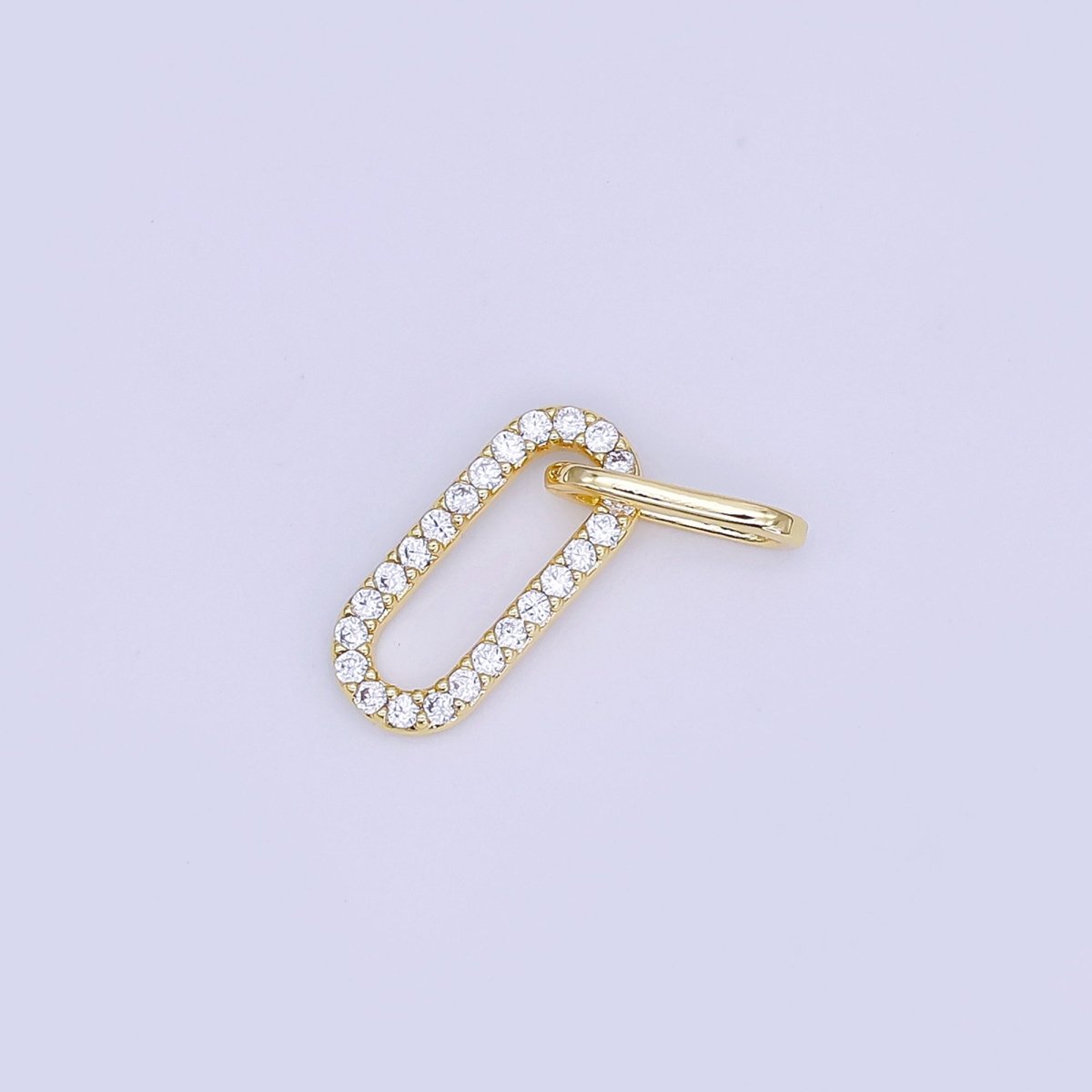 24K Gold Filled Micro Paved CZ Double Paperclip Link Connector Finding | Z1120