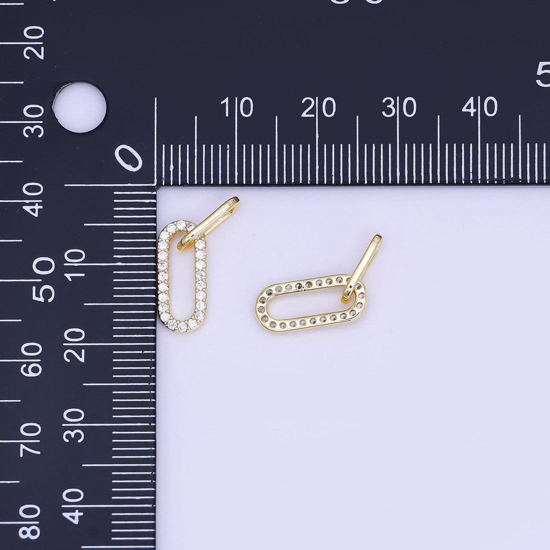 24K Gold Filled Micro Paved CZ Double Paperclip Link Connector Finding | Z1120