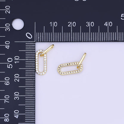24K Gold Filled Micro Paved CZ Double Paperclip Link Connector Finding | Z1120