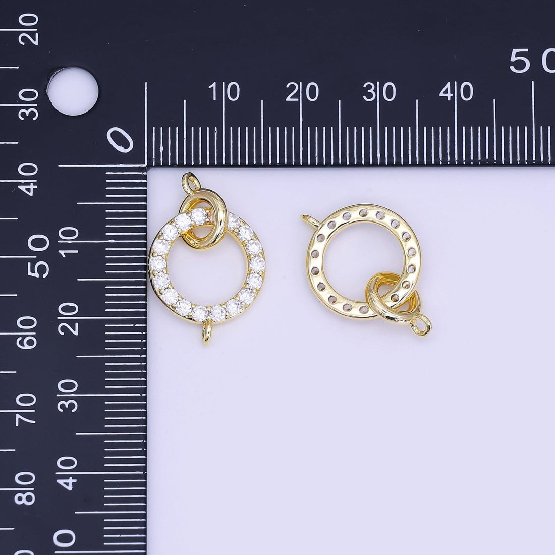 24K Gold Filled Micro Paved CZ Double Rolo Link Connector Finding | Z1119