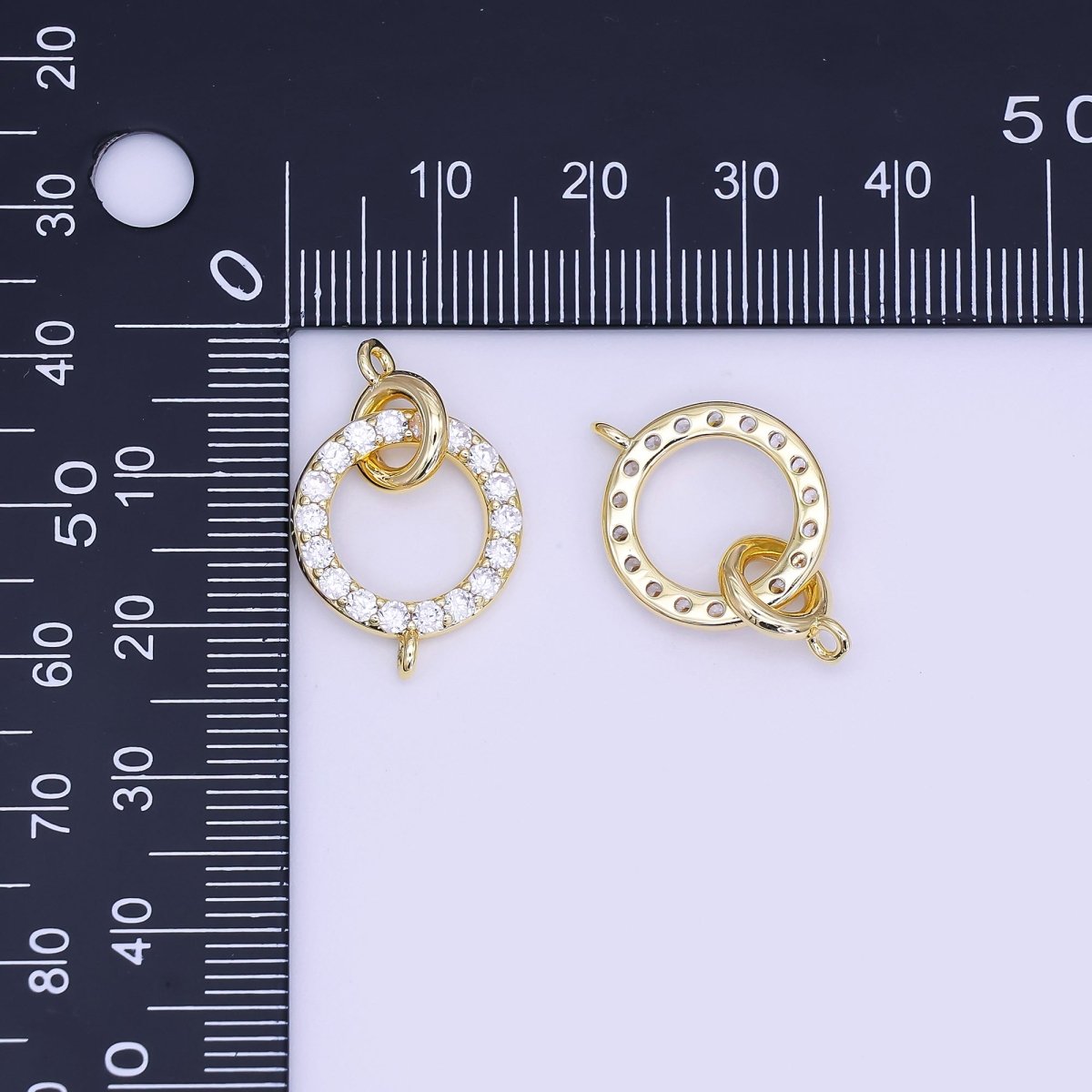 24K Gold Filled Micro Paved CZ Double Rolo Link Connector Finding | Z1119