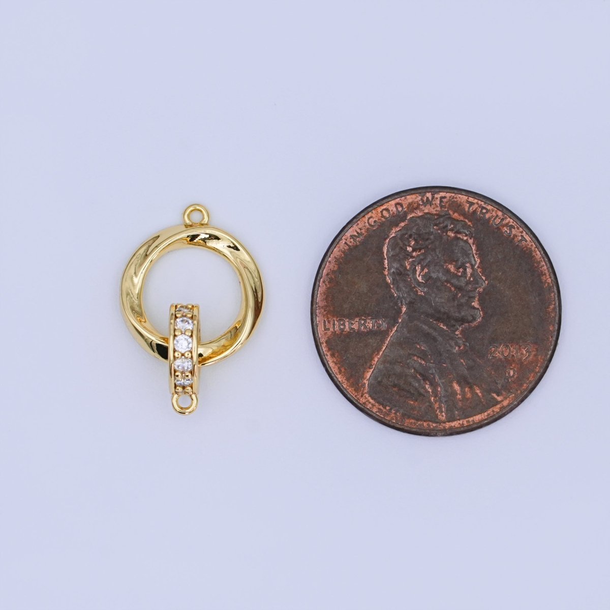 24K Gold Filled Micro Paved CZ Double Round Link Connector | Y027