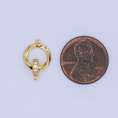24K Gold Filled Micro Paved CZ Double Round Link Connector | Y027