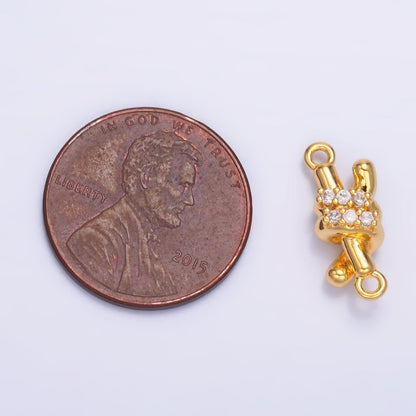 24K Gold Filled Micro Paved CZ Double Tube Bar Knot Connector in Gold &amp; Silver | Y005