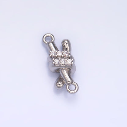 24K Gold Filled Micro Paved CZ Double Tube Bar Knot Connector in Gold &amp; Silver | Y005