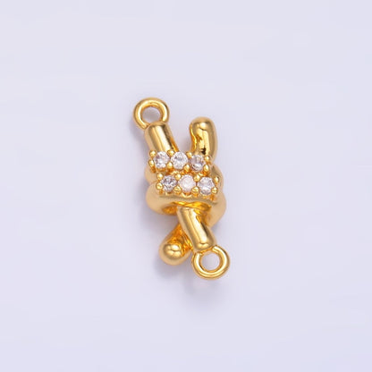 24K Gold Filled Micro Paved CZ Double Tube Bar Knot Connector in Gold &amp; Silver | Y005