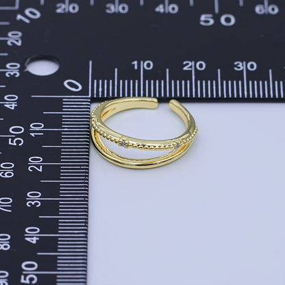 24K Gold Filled Micro Paved CZ Double Twin Moon Gleam Ring | O1442