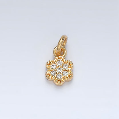 24K Gold Filled Micro Paved CZ Flower Mini Charm | AG938