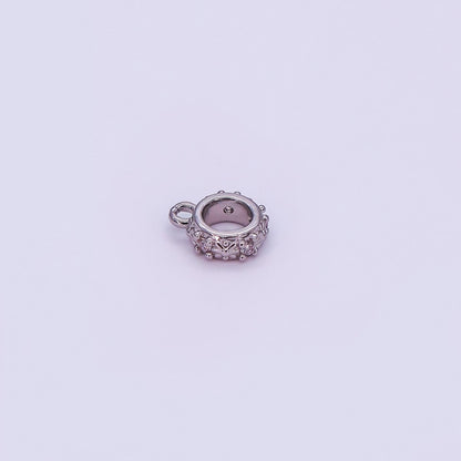 24K Gold Filled Micro Paved CZ Flower Round Floral Bead Spacer in Silver &amp; Gold | Z1281