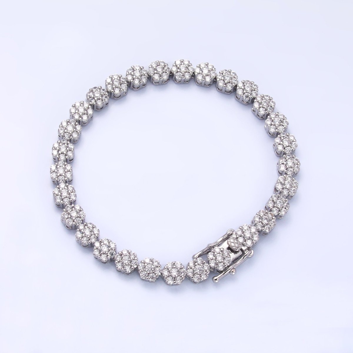 24K Gold Filled Micro Paved CZ Flower Tennis Chain Bracelet in Gold &amp; Silver | WA-3038 WA-3039