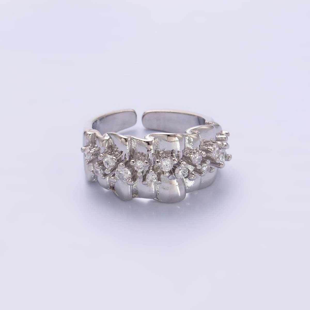 24K Gold Filled Micro Paved CZ Foil Fold Ring in Gold &amp; Silver | O443 O444
