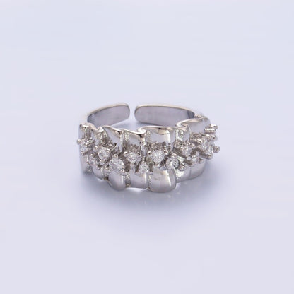 24K Gold Filled Micro Paved CZ Foil Fold Ring in Gold &amp; Silver | O443 O444
